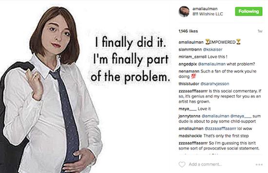 乌尔曼在网络上公布了自己怀孕的“消息”，图片来自Instagram