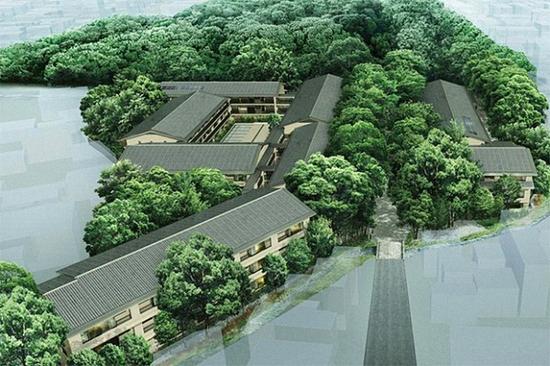 掩映在树丛中的建筑布局图示。图片引自项目部资料