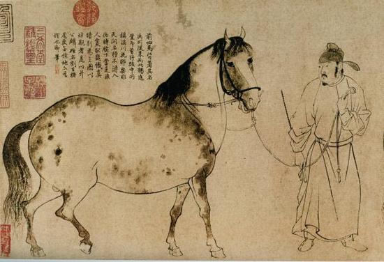 李公麟《五马图》(局部)