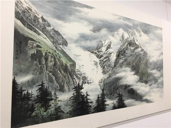 李兵中国水墨雪山山水画专修班师生作品展现场