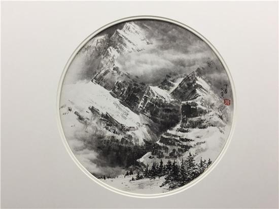 李兵中国水墨雪山山水画专修班师生作品展现场