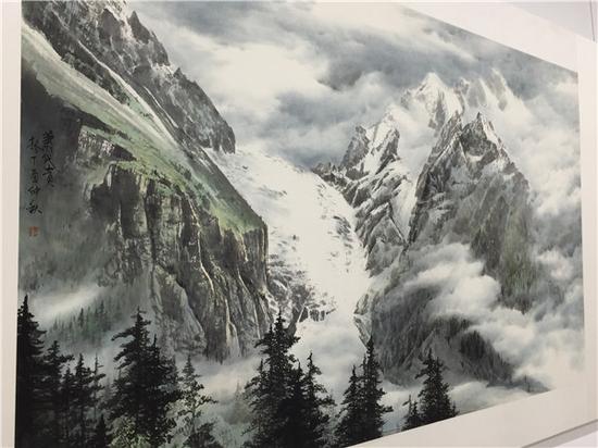 李兵中国水墨雪山山水画专修班师生作品展现场