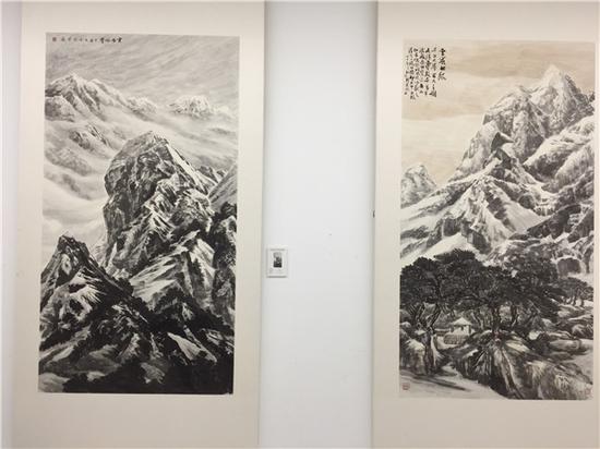 李兵中国水墨雪山山水画专修班师生作品展现场