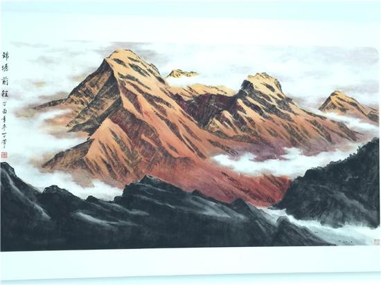 李兵中国水墨雪山山水画专修班师生作品展现场
