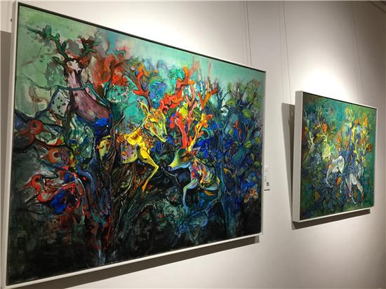 牟珊油画作品展现场