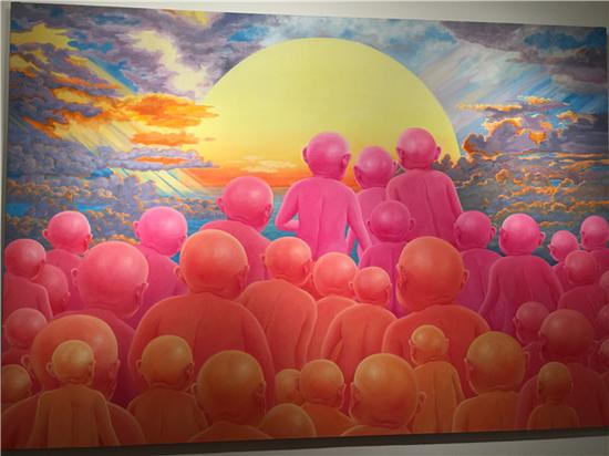 展览现场 &nbsp;方力钧作品