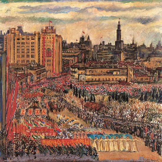 刘海粟,《庆祝社会主义改造胜利》,油画 ,60cm×80cm ,1956年, 刘海粟美术馆收藏