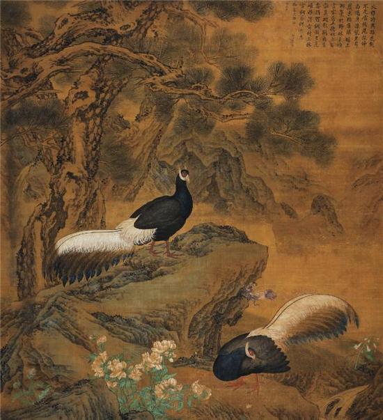 郎士宁与金廷标的《火鸡图》