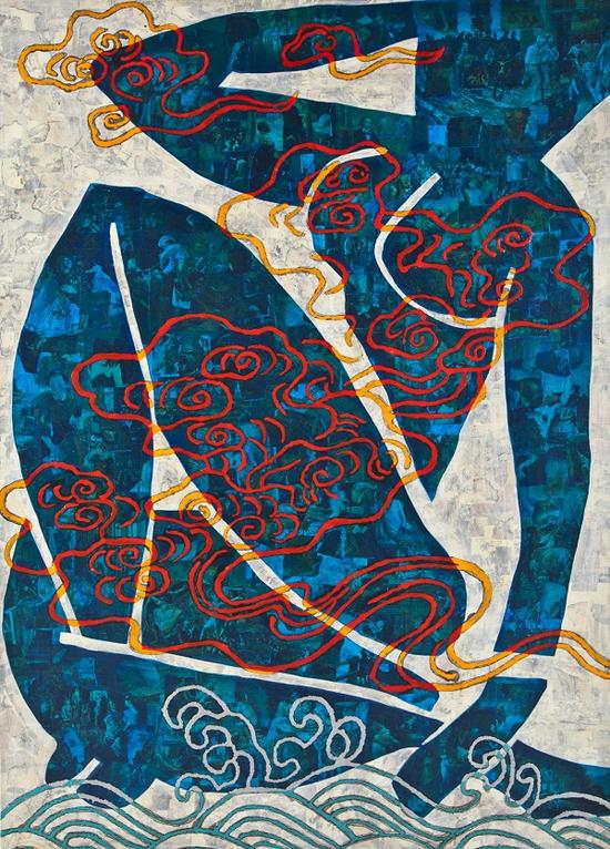 薛松《与大师对话之一 》2013年 布面丙烯综合材料