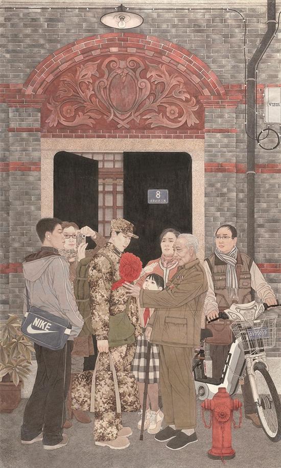 丁阳,《新的征程》,中国画,210×170cm,2015年,私人收藏