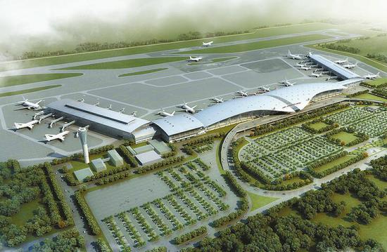 濟南機場航站區擴建北指廊工程鳥瞰效果圖