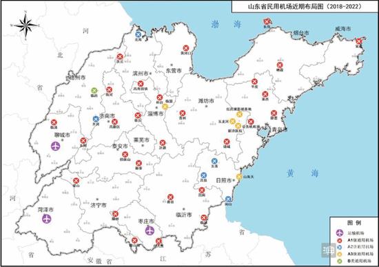 山东省民用机场近期布局图