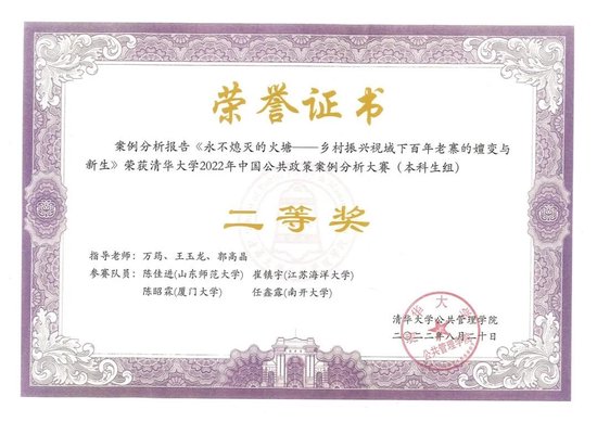 ▲ 中国公共政策案例分析大赛(本科生组)二等奖