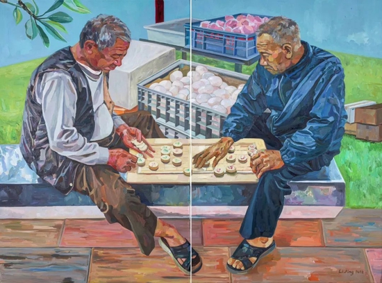 作品:《乐在“棋”中》 120cm×160cm 布面油画