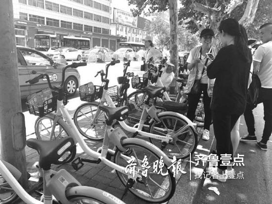 济宁街头,新近投放的青桔单车吸引了市民关注。