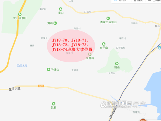 JY18-70、JY18-71、JY18-72、JY18-73、JY18-74地塊大致位置圖