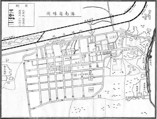 △1915年的济南商埠地图(来源:济南市文化和旅游局官方微信公众号,选自《济南指南》,牛国栋提供)