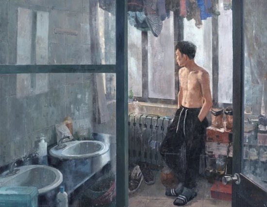 作品:《一个下雨的午后》 140cm×180cm 布面油画