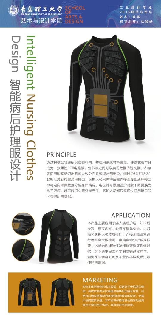 一等奖作品:智能病后护理服设计 作者:陈烨