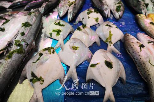 市民在休漁期當日選購海鮮。