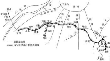 盖德兹胶济铁路选线图。(选自王斌著《近代铁路用技术向中国的转移》)
