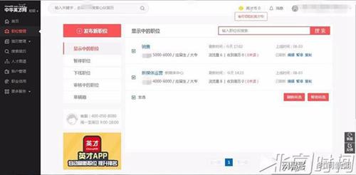 (中華英才網無審核便可發布招聘信息)