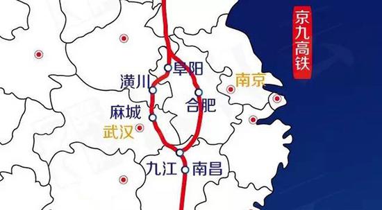 此前湖北媒体披露的京九高铁线路。 长江云微信公众号图