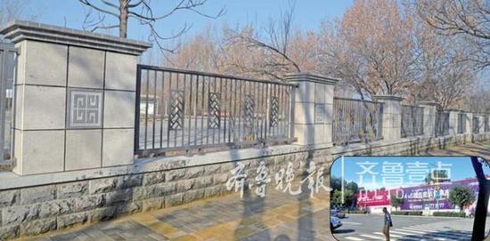 舜耕路一路段的外墻,圍擋廣告拆除后變得清爽了(小圖為圍擋廣告拆除前)。