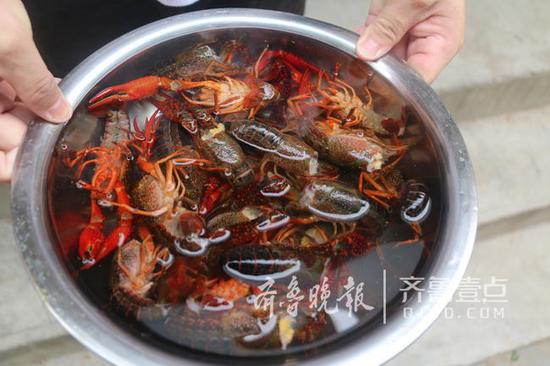 (“水凈蝦清”是清洗小龍蝦的最好狀態。)