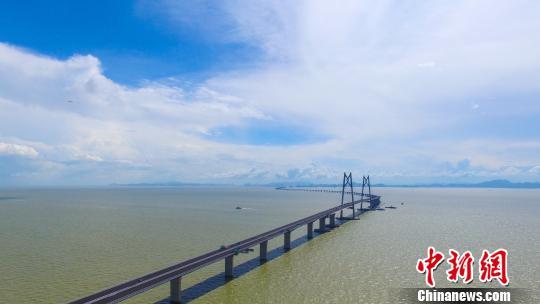 圖為7月5日航拍的港珠澳大橋青州航段橋。 陳驥旻 攝