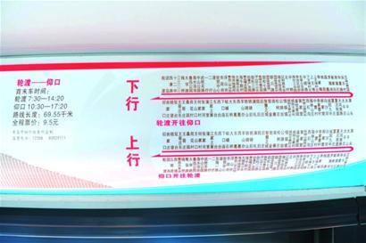 公交车内张贴的站牌示意图。