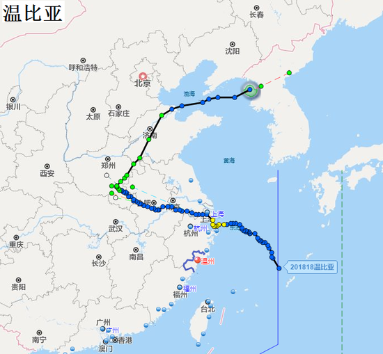 2018年台风“安比”、“摩羯”、“温比亚”移动路径图