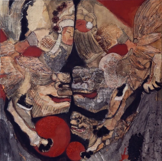 作品:《共生•问界》 160cm×160cm 布面综合材料