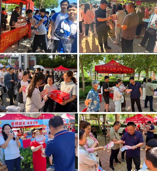 为考生和陪考家长免费发放矿泉水和扇子