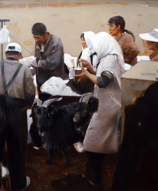 作品:《乡间集市》 120cm×100cm 布面油画