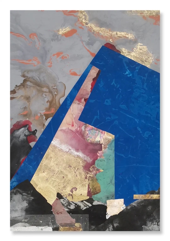 作品:《蓝色畅想》 130cm×100cm 纸本综合材料