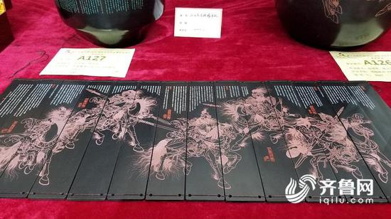 德州梁子黑陶文化有限公司,作品黑陶雕刻《五虎上將陶板》,金獎
