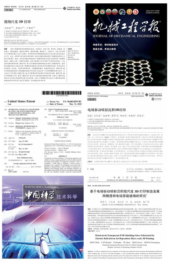 团队微纳尺度3D打印研究成果发表在国内外顶尖学术期刊和授权美国发明专利