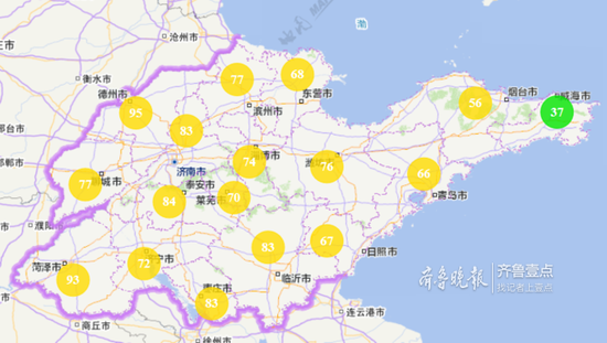 12月5日中午12时，山东省城市环境空气质量良好。