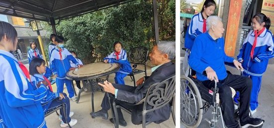 同学们陪尊尚老年公寓的老人聊天