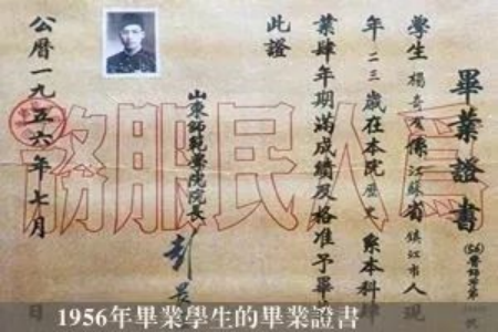 ▲1956年,毕业学生的毕业证书
