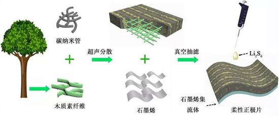▲用木質素研發(fā)高性能鋰硫電池示意圖