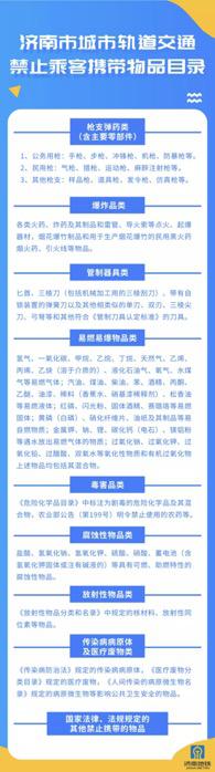 濟南市城市軌道交通限制攜帶物品公告