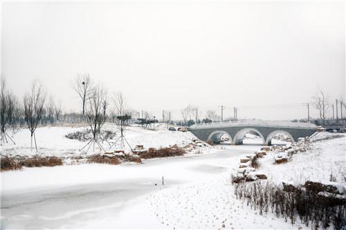 雪后的孝婦河濕地公園
