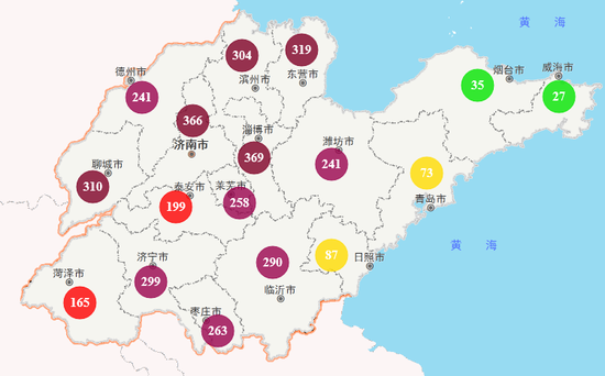 山東5個市出現嚴重污染天氣,6個市出現重度污染