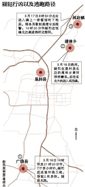 疑犯行凶以及逃跑路线