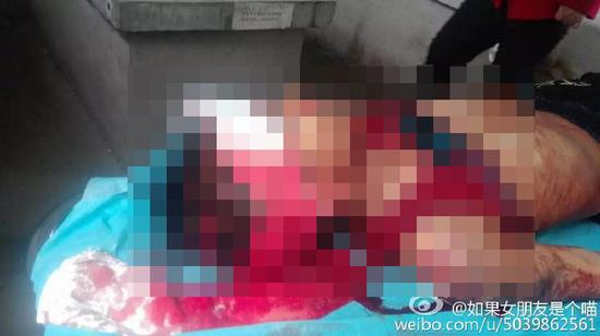 案发现场，死者遗体。图片来源：网传图片