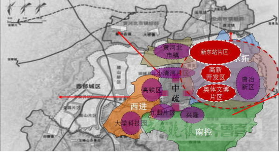 分布在濟(jì)南東城的幾大片區(qū)正在崛起，新東站片區(qū)將成為城市次中心。