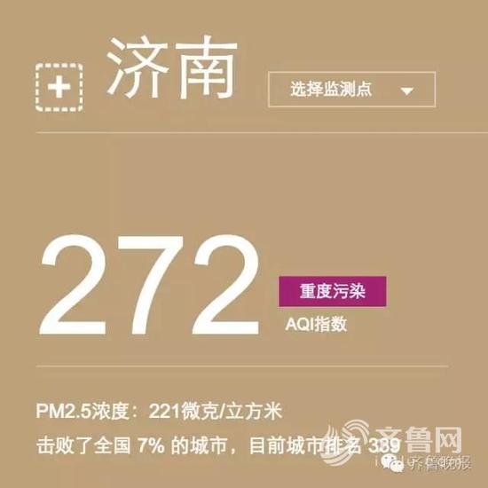 空氣質量顯示:重度污染