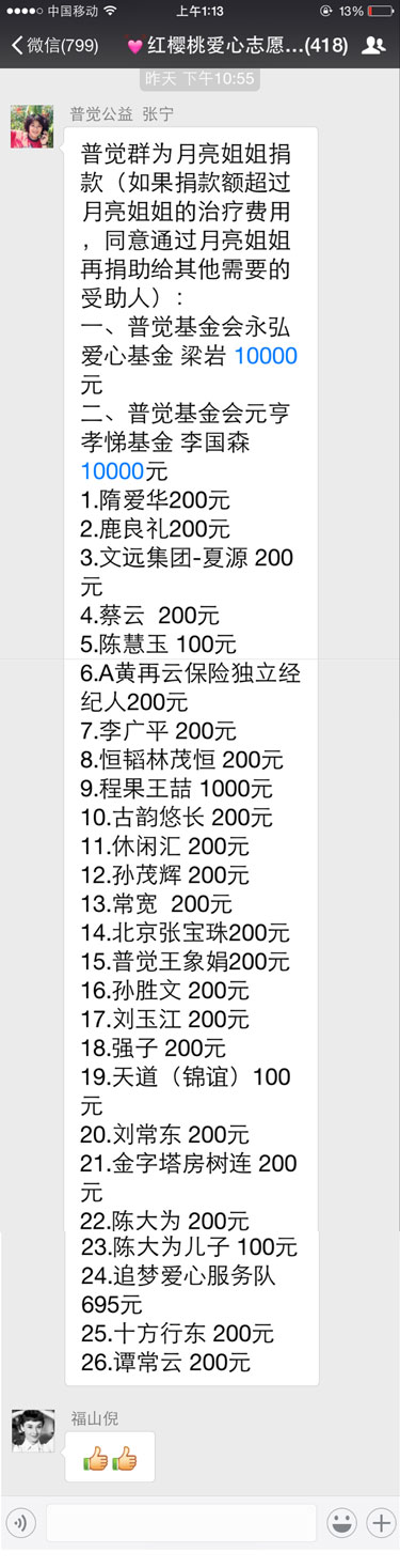 這場救助許振姍的愛心接力還在繼續